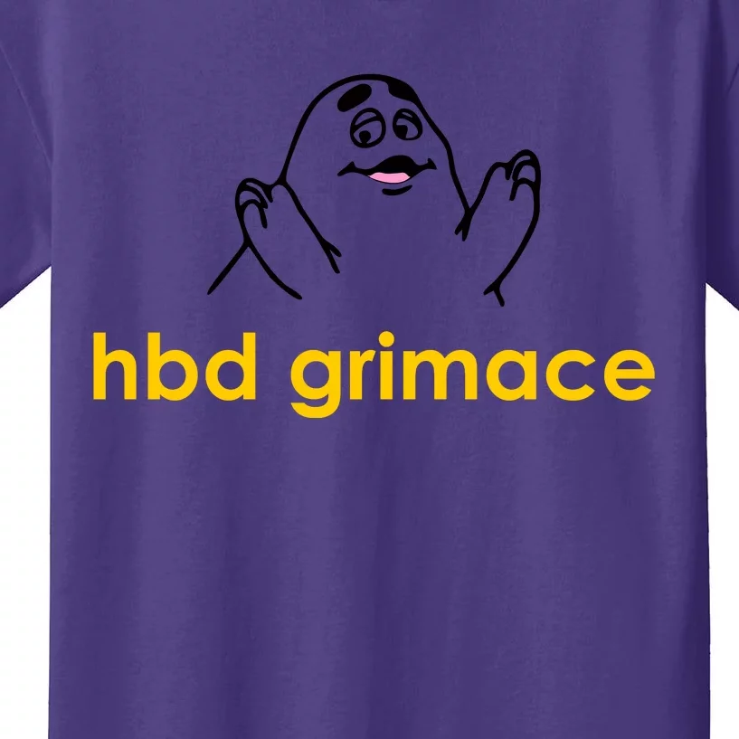 Happy Birthday Grimace HBD Funny Fast Food Meme Kids T-Shirt