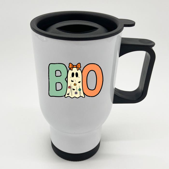 Halloween Boo Ghost Cute Costume Front & Back Stainless Steel Travel Mug