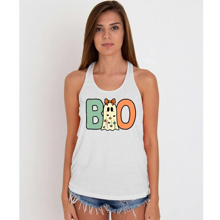 Halloween Boo Ghost Cute Costume Women's Knotted Racerback Tank