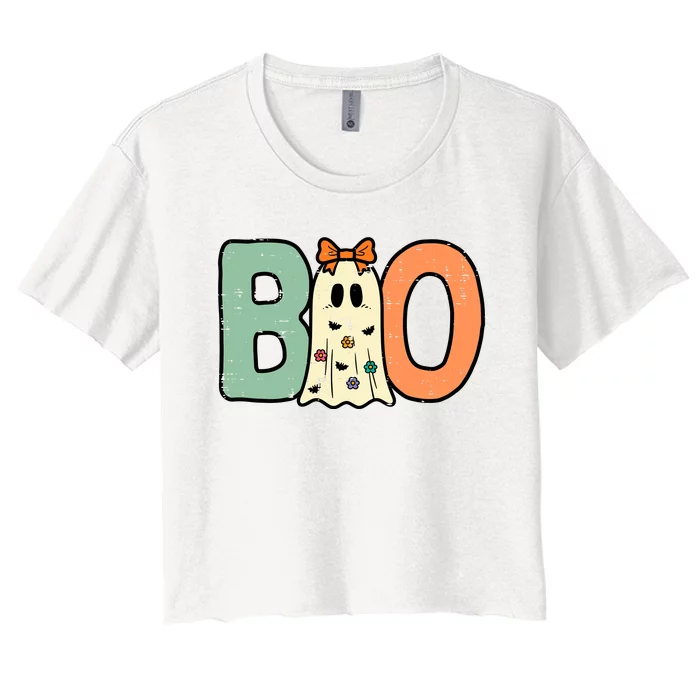 Halloween Boo Ghost Cute Costume Women's Crop Top Tee