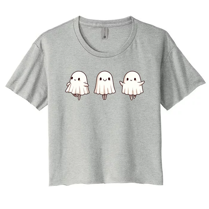 Halloween Ballet Ghost Ballet Dancer Spooky Dance Teacher Gift Women's Crop Top Tee