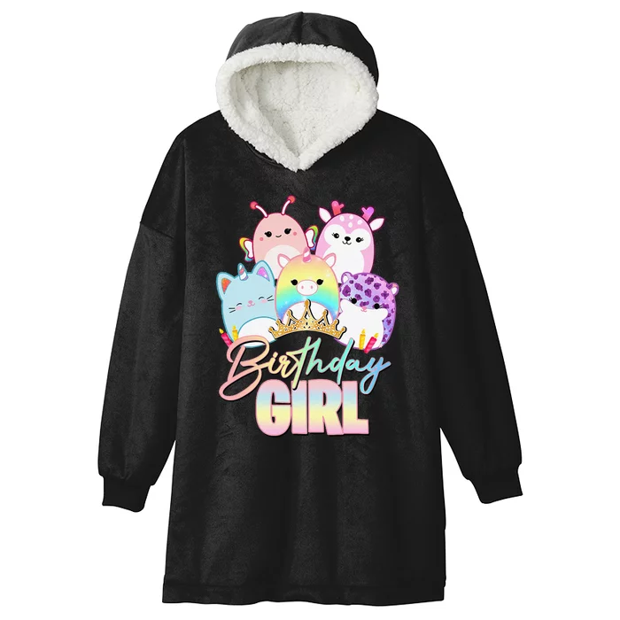 Happy Birthday Girl Squish Squad Mallow Cute Gift Hooded Wearable Blanket