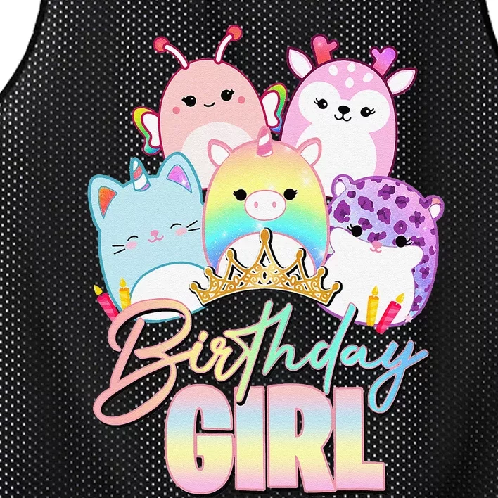 Happy Birthday Girl Squish Squad Mallow Cute Gift Mesh Reversible Basketball Jersey Tank