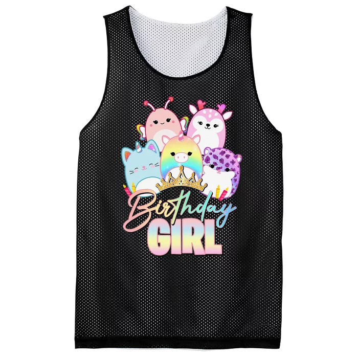 Happy Birthday Girl Squish Squad Mallow Cute Gift Mesh Reversible Basketball Jersey Tank