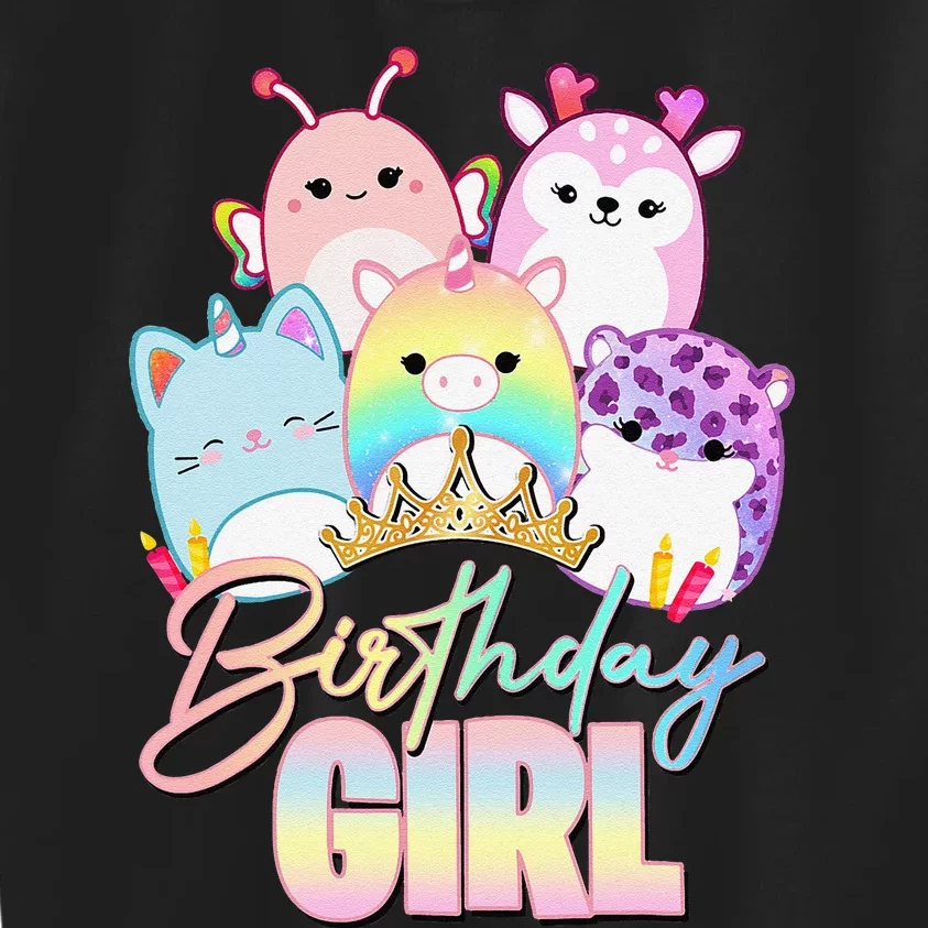 Happy Birthday Girl Squish Squad Mallow Cute Gift Kids Sweatshirt