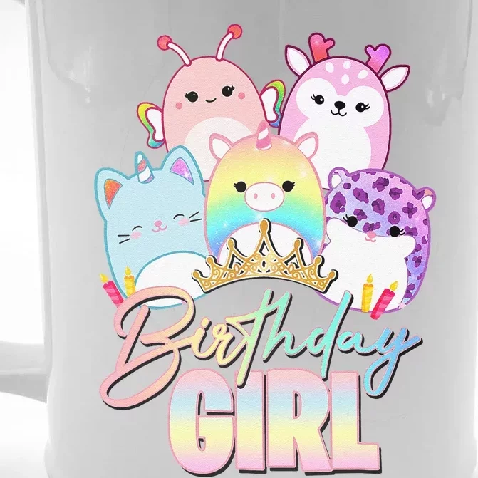 Happy Birthday Girl Squish Squad Mallow Cute Gift Front & Back Beer Stein