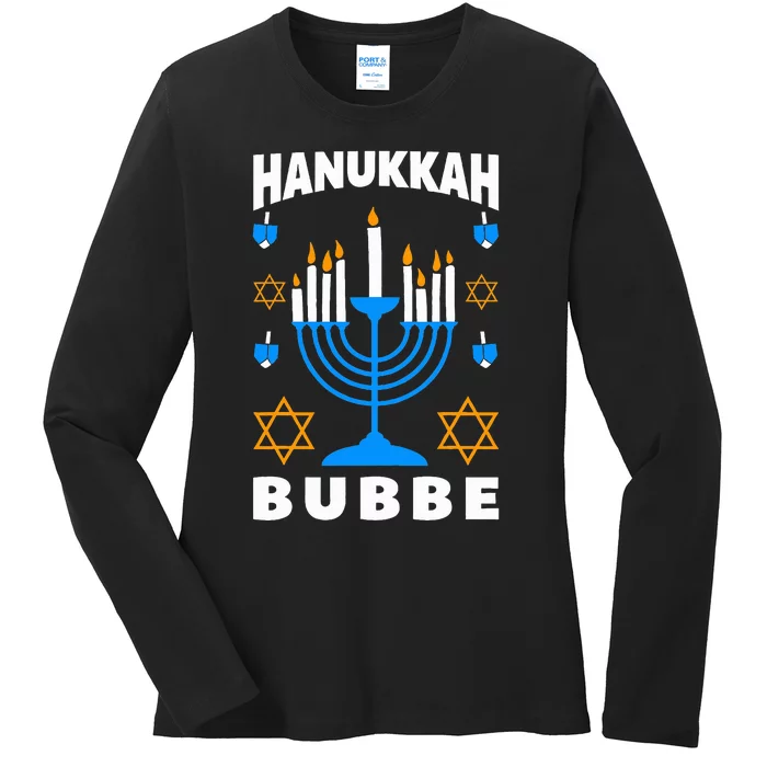 Hanukkah Bubbe Grandma Jewish Festival Chanukah Latke Hanuka Ladies Long Sleeve Shirt