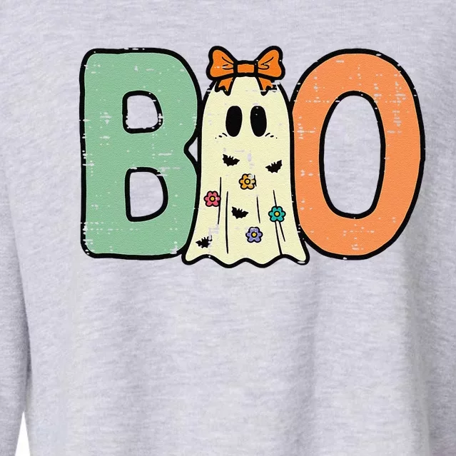 Halloween Boo Ghost Cute Cropped Pullover Crew