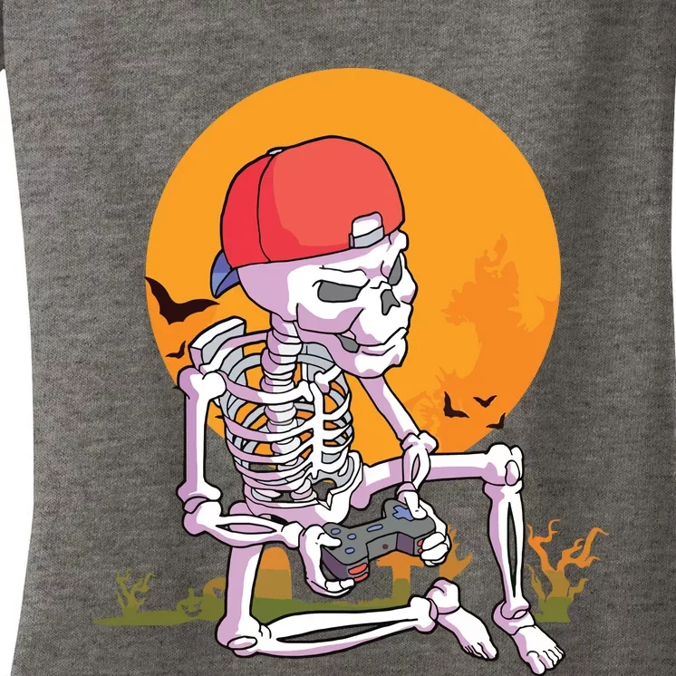 Halloween Boy Gamer Gaming Skeleton Boy Women's V-Neck T-Shirt