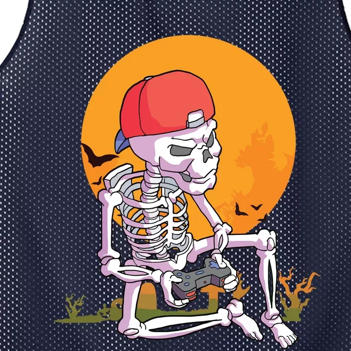 Halloween Boy Gamer Gaming Skeleton Boy Mesh Reversible Basketball Jersey Tank