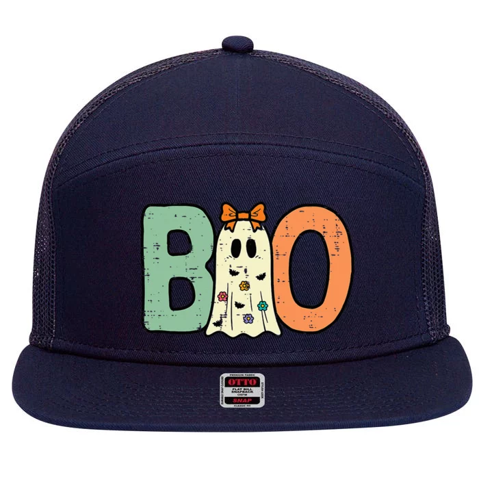 Halloween Boo Ghost Cute Costume 7 Panel Mesh Trucker Snapback Hat