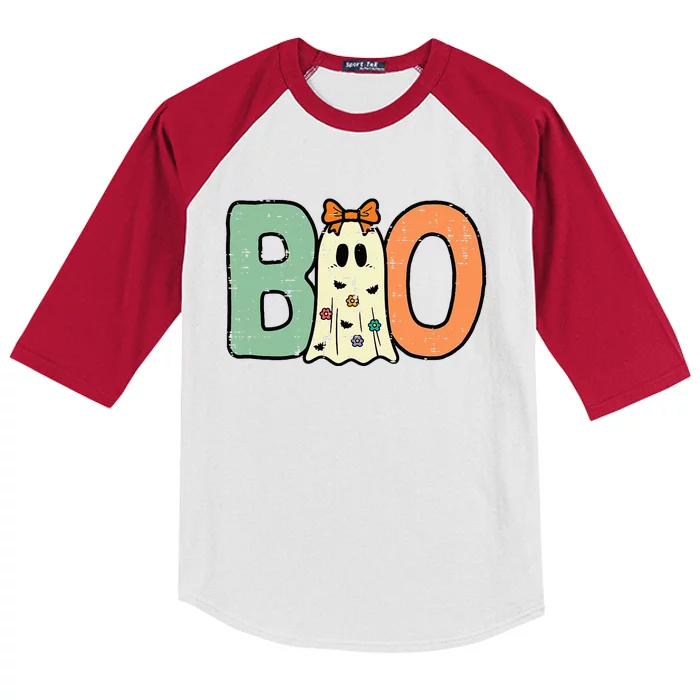 Halloween Boo Ghost Cute Costume Kids Colorblock Raglan Jersey