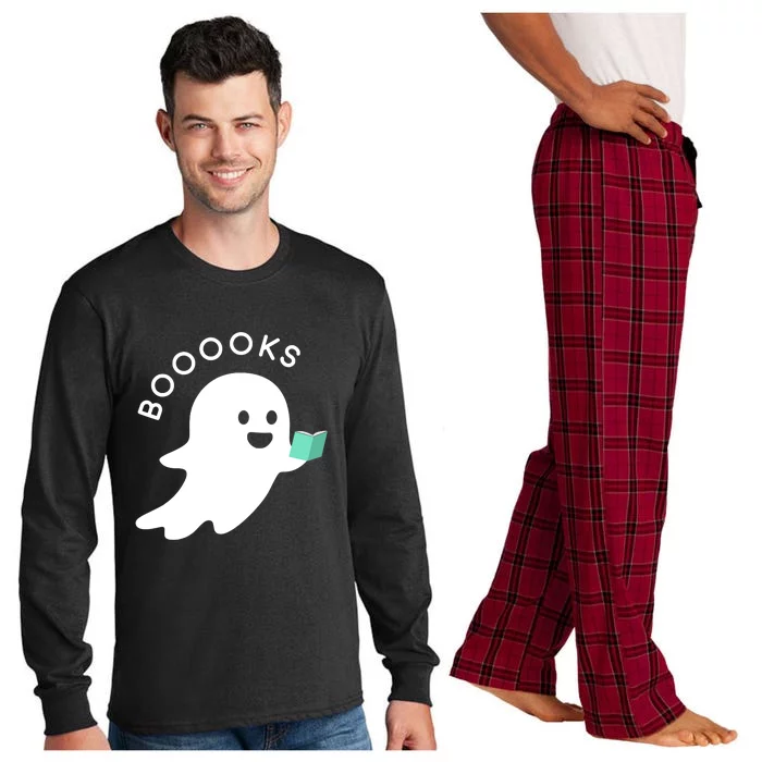 Halloween Booooks Ghost Reading Boo Read Books Library Long Sleeve Pajama Set