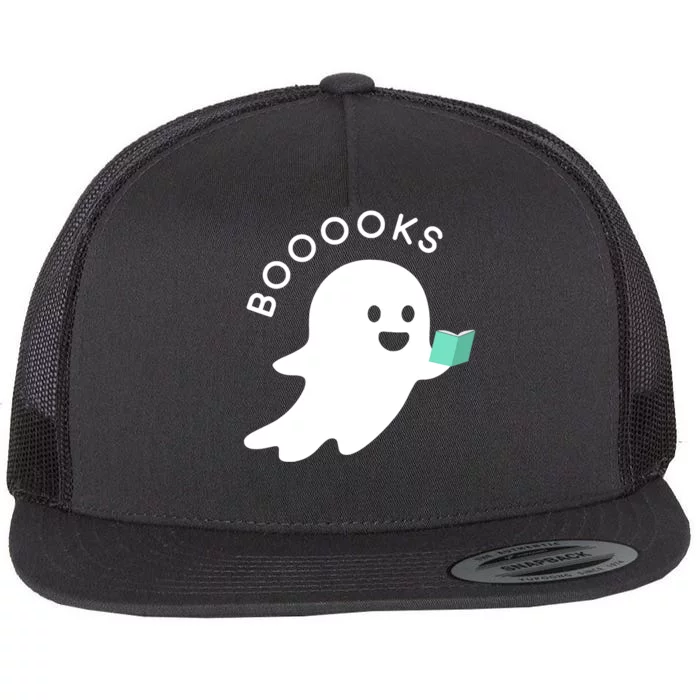 Halloween Booooks Ghost Reading Boo Read Books Library Flat Bill Trucker Hat