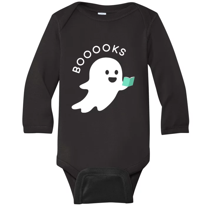 Halloween Booooks Ghost Reading Boo Read Books Library Baby Long Sleeve Bodysuit