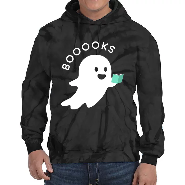 Halloween Booooks Ghost Reading Boo Read Books Library Tie Dye Hoodie