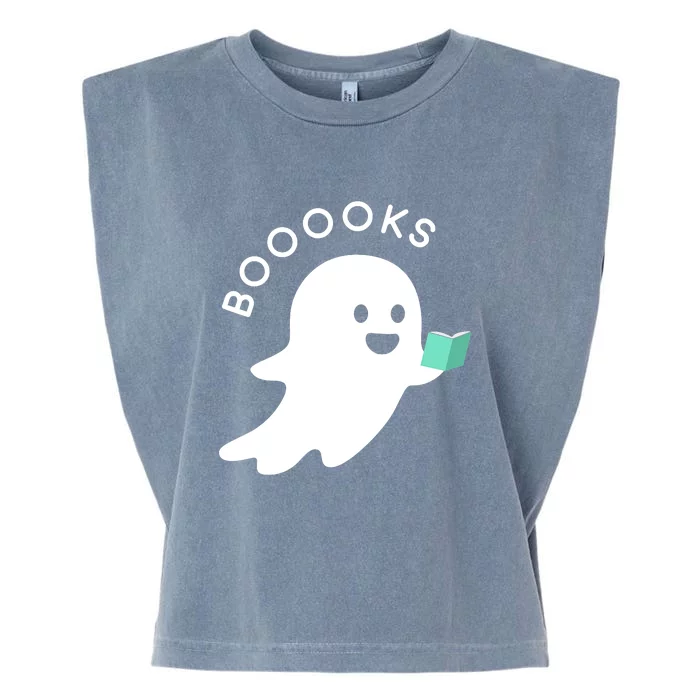 Halloween Booooks Ghost Reading Boo Read Books Library Garment-Dyed Women's Muscle Tee