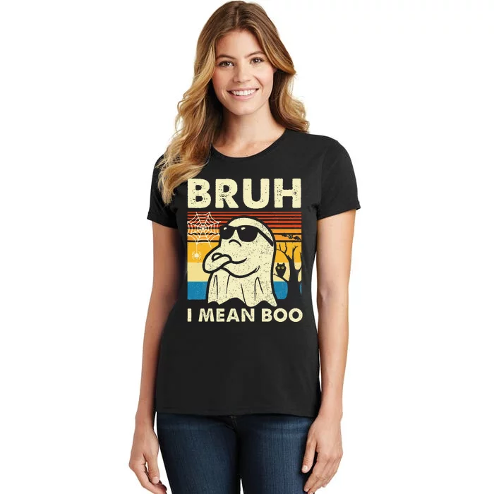 Halloween Bruh Ghost Boo Skull Pumpkin Women's T-Shirt