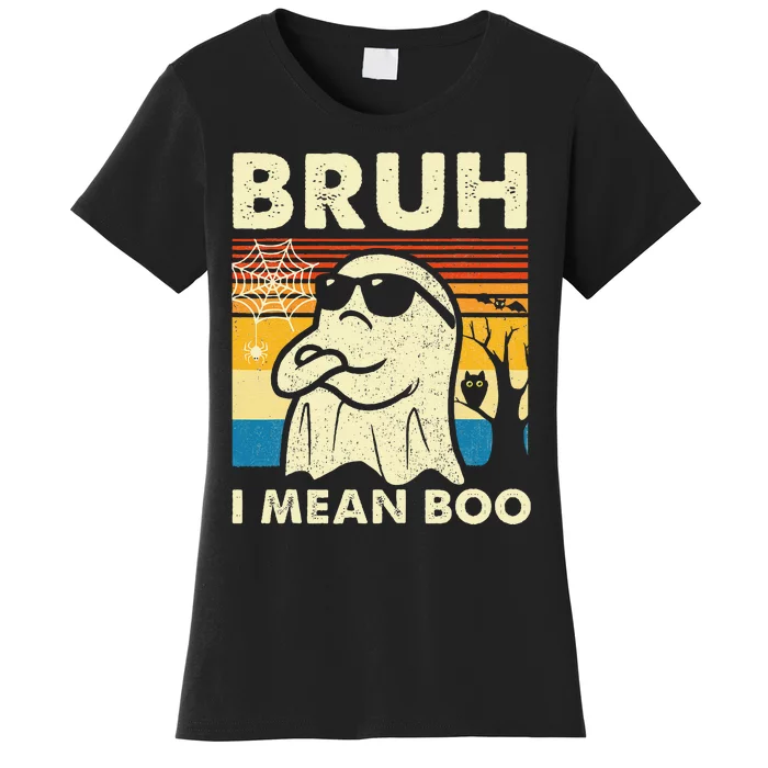 Halloween Bruh Ghost Boo Skull Pumpkin Women's T-Shirt