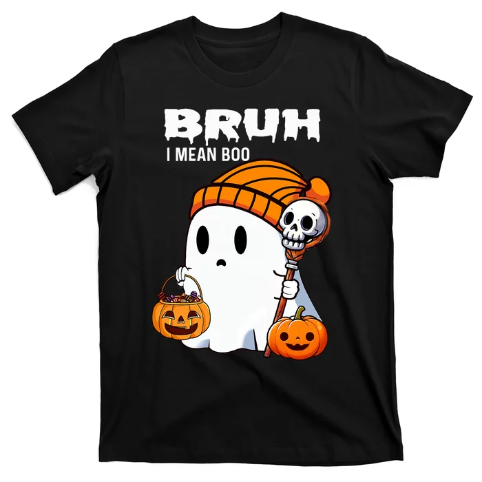 Halloween Bruh Ghost Boo Skull Pumpkin T-Shirt