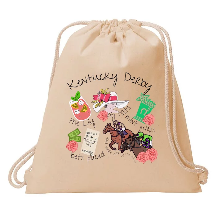 Horses Big Hats Mint Juleps Funny Derby Horse Racing Lover Drawstring Bag