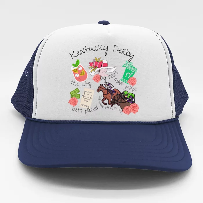 Horses Big Hats Mint Juleps Funny Derby Horse Racing Lover Trucker Hat