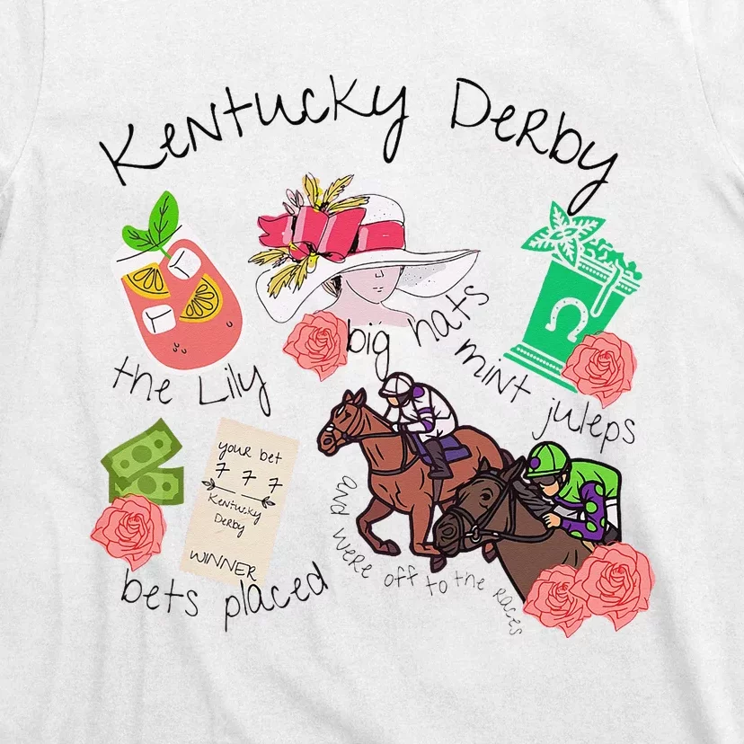 Horses Big Hats Mint Juleps Funny Derby Horse Racing Lover T-Shirt