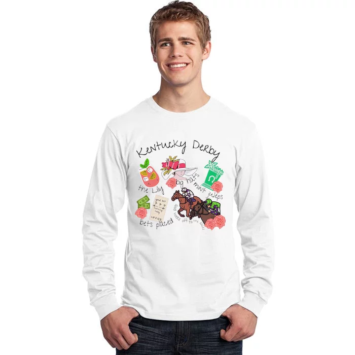 Horses Big Hats Mint Juleps Funny Derby Horse Racing Lover Tall Long Sleeve T-Shirt