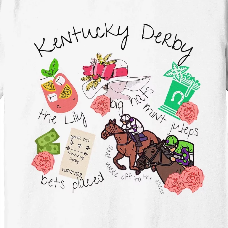 Horses Big Hats Mint Juleps Funny Derby Horse Racing Lover Premium T-Shirt