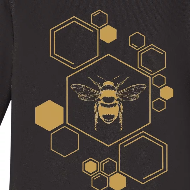 Honey Bee Hive Honeycomb Beekeeping Beekeeper Gift Baby Long Sleeve Bodysuit