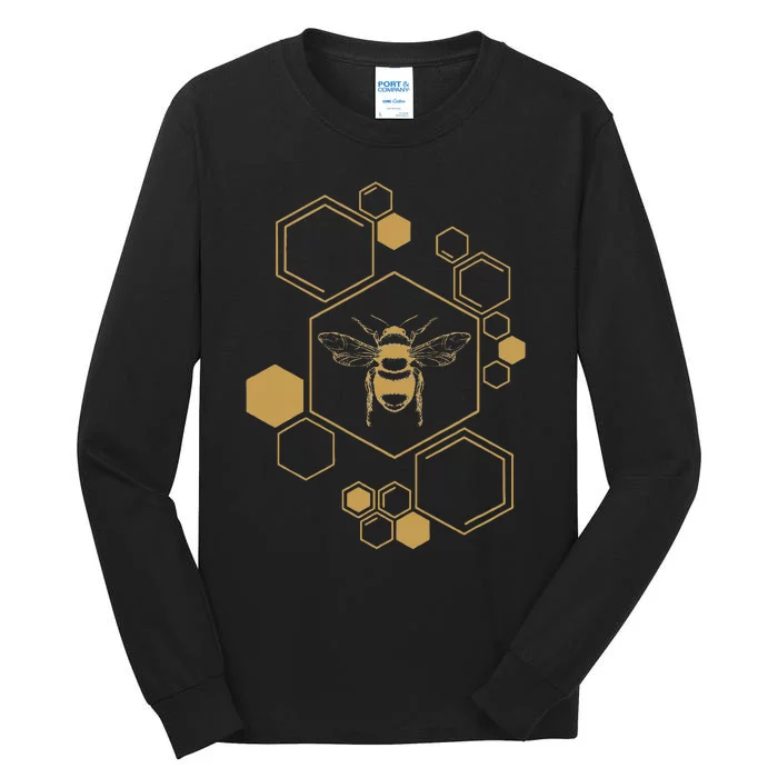 Honey Bee Hive Honeycomb Beekeeping Beekeeper Gift Tall Long Sleeve T-Shirt