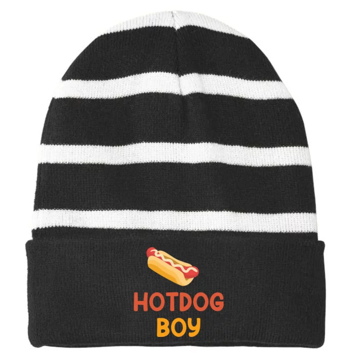 Hotdog Boy Hotdog Lover Gift Striped Beanie with Solid Band