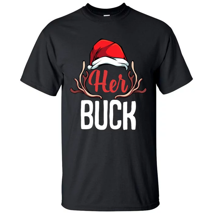 Her Buck His Doe Couples Matching Merry Christmas Tall T-Shirt