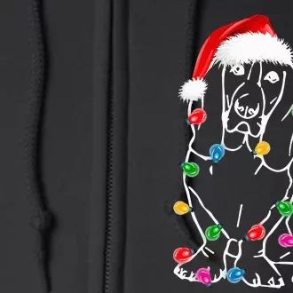 Hilarious Basset Hound Dog Christmas Pajama with Tree Lights Full Zip Hoodie