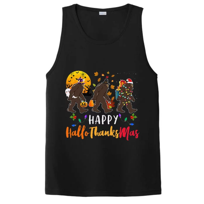 Hallothanksmas Bigfoot Halloween Thanksgiving Christmas Performance Tank