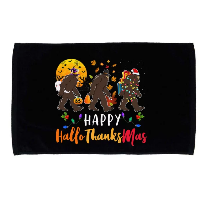 Hallothanksmas Bigfoot Halloween Thanksgiving Christmas Microfiber Hand Towel