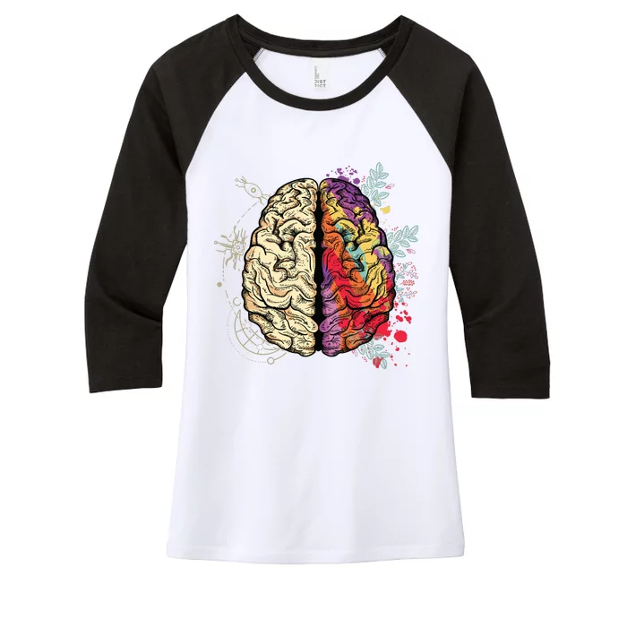 Human Brain Women's Tri-Blend 3/4-Sleeve Raglan Shirt