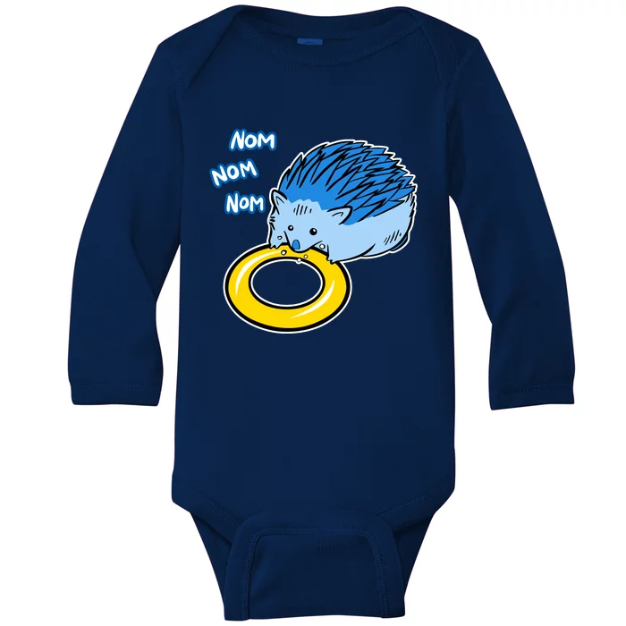 Hungry Blue Hedgehog Baby Long Sleeve Bodysuit