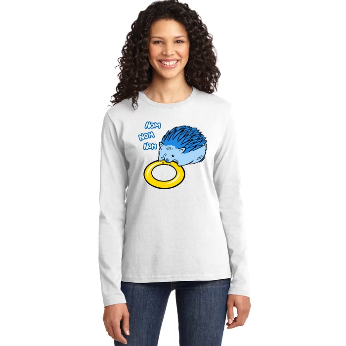 Hungry Blue Hedgehog Ladies Long Sleeve Shirt