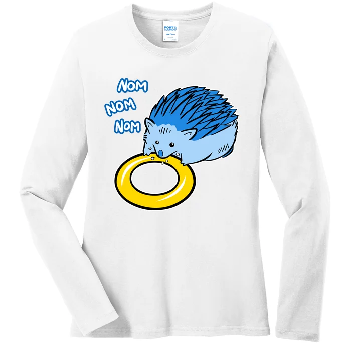 Hungry Blue Hedgehog Ladies Long Sleeve Shirt