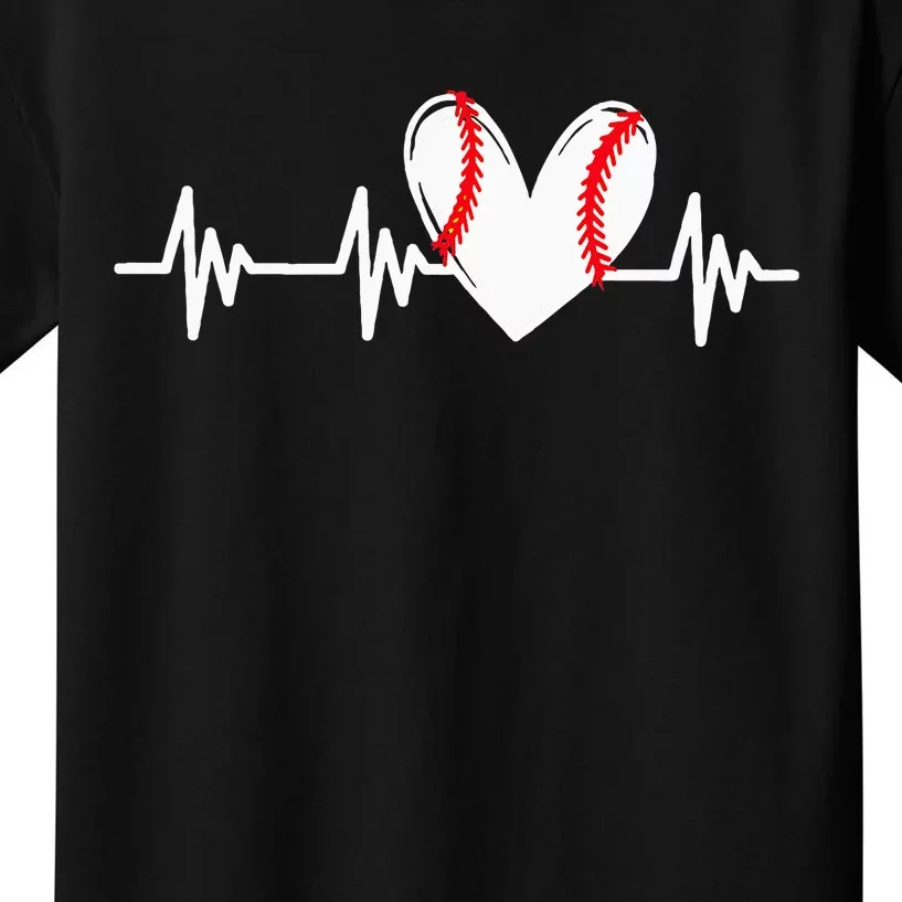 Heart Baseball Heartbeat Love Kids T-Shirt