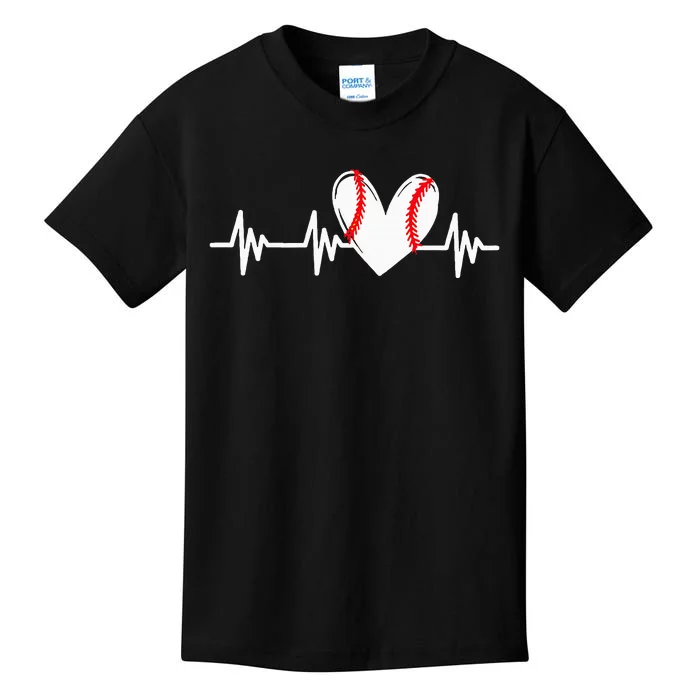 Heart Baseball Heartbeat Love Kids T-Shirt