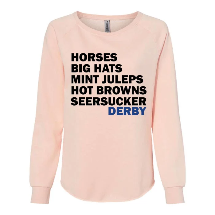 Horses Big Hats Mint Juleps Hot Browns Seersucker Derby Cute Gift Womens California Wash Sweatshirt