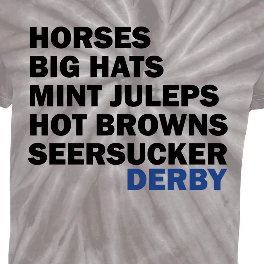 Horses Big Hats Mint Juleps Hot Browns Seersucker Derby Cute Gift Kids Tie-Dye T-Shirt