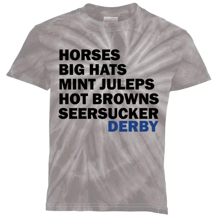 Horses Big Hats Mint Juleps Hot Browns Seersucker Derby Cute Gift Kids Tie-Dye T-Shirt