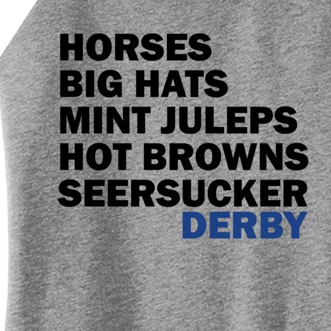 Horses Big Hats Mint Juleps Hot Browns Seersucker Derby Cute Gift Women’s Perfect Tri Rocker Tank