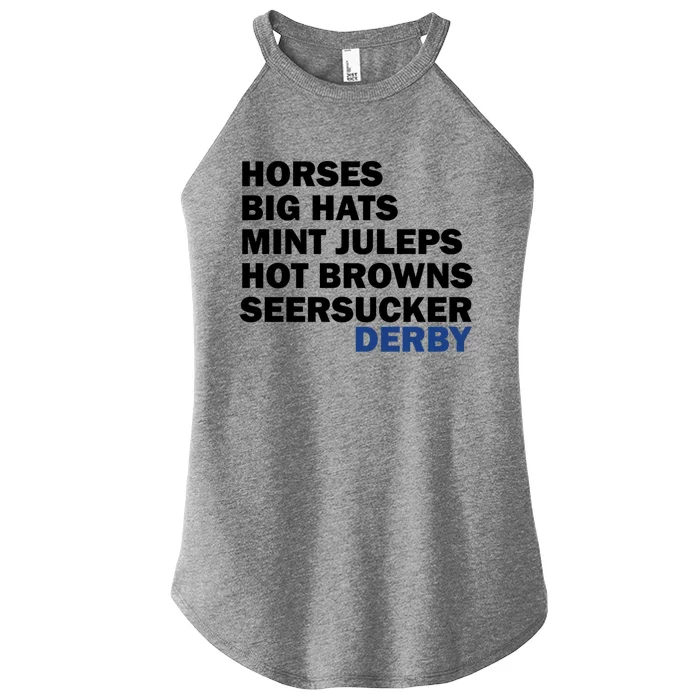 Horses Big Hats Mint Juleps Hot Browns Seersucker Derby Cute Gift Women’s Perfect Tri Rocker Tank