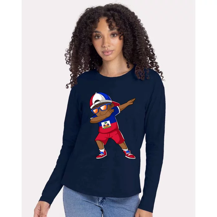 Haitian Boy Haiti Patriotism Roots Heritage Womens Cotton Relaxed Long Sleeve T-Shirt