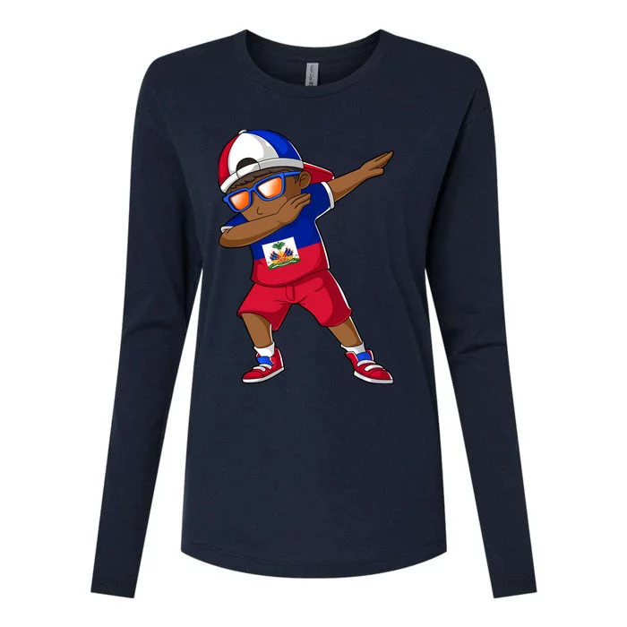 Haitian Boy Haiti Patriotism Roots Heritage Womens Cotton Relaxed Long Sleeve T-Shirt