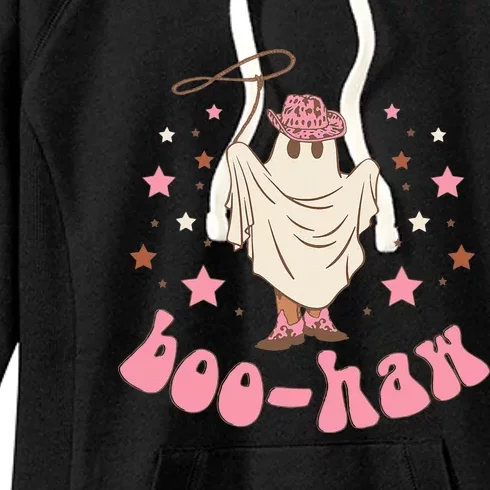 Halloween Boo Haw Ghost Western Cowboy Cowgirl Funny Spooky Women's Fleece Hoodie